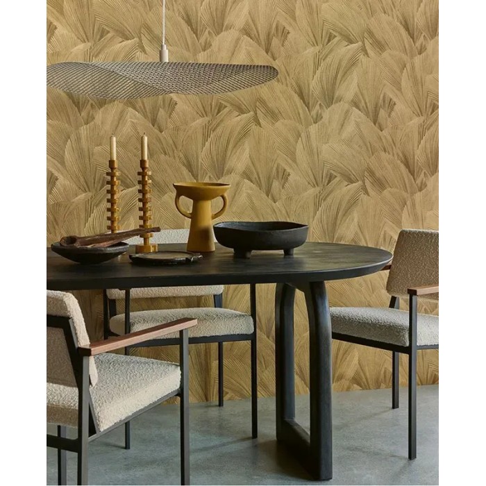 Papel pintado hojas de palma dorado jungle chic - Eijffinger Gilded 340124