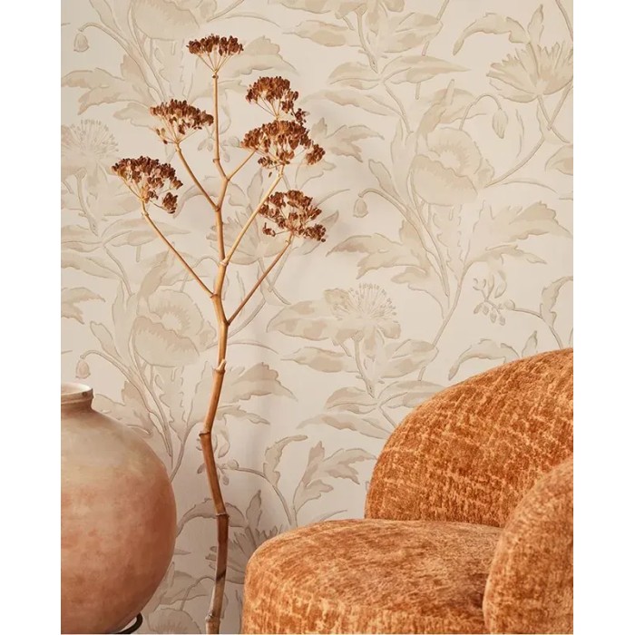 Eijffinger|Romantische Tapete mit Blumensilhouetten in Rosa Kupfer|Hochwertige