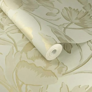 Eijffinger|Papel pintado siluetas de flores blanco dorado romántico|Alta Gama