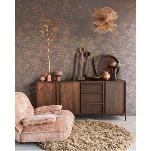 Eijffinger|Romantische Tapete mit Blumensilhouetten in Rosa Kupfer|Hochwertige 2