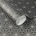 Eijffinger|Geometrische Tapete mit orientalischem Glasfenster Muster in Grün|Fliesenimitat