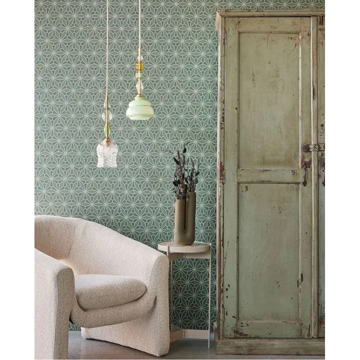 Eijffinger|Geometrische Tapete mit orientalischem Glasfenster Muster in Rot|Hochwertige