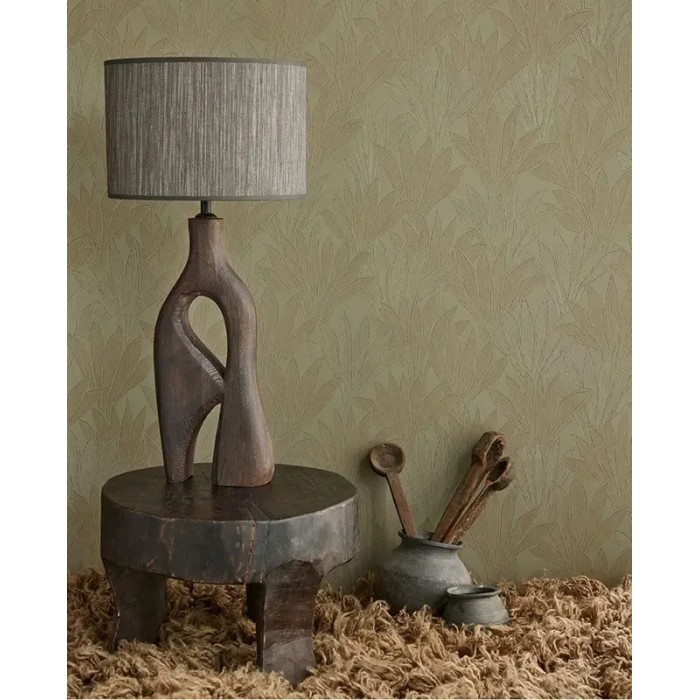 Eijffinger|Modern metallic green-gold minimalist leaf wallpaper|Modern