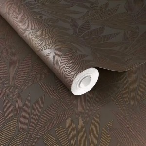 Eijffinger|Modern metallic olive green-gold minimalist leaf wallpaper|High-End