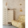 Eijffinger|Modern glossy beige herringbone wood wallpaper|Wood Imitation