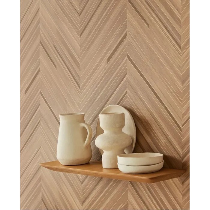 Eijffinger|Modern glossy copper brown herringbone wood wallpaper|Wood Imitation