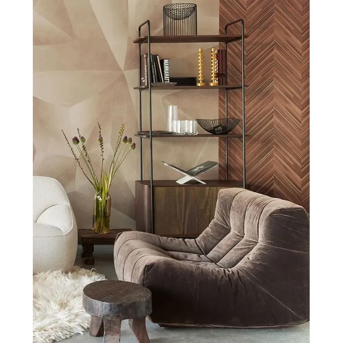 Eijffinger|Modern glossy blue-brown herringbone wood wallpaper|Wood Imitation