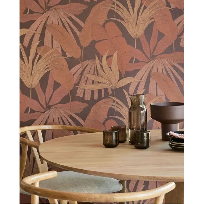 Eijffinger|Urban jungle wallpaper with tropical palms in terracotta|High-End