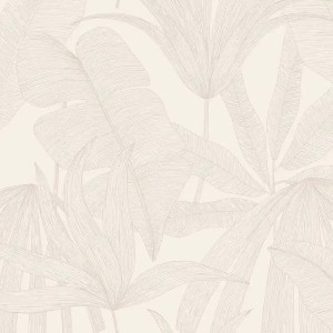 Papeldecor|Gold and Gray Metalized Palm Leaves Wallpaper|Floral
