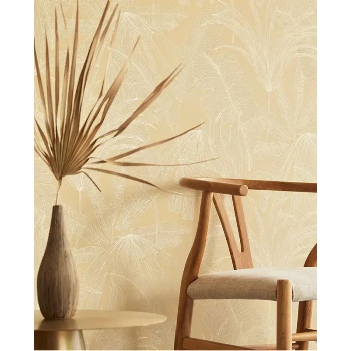 Eijffinger|Papel pintado plantas tropicales ocre romántico|Papel Pintado