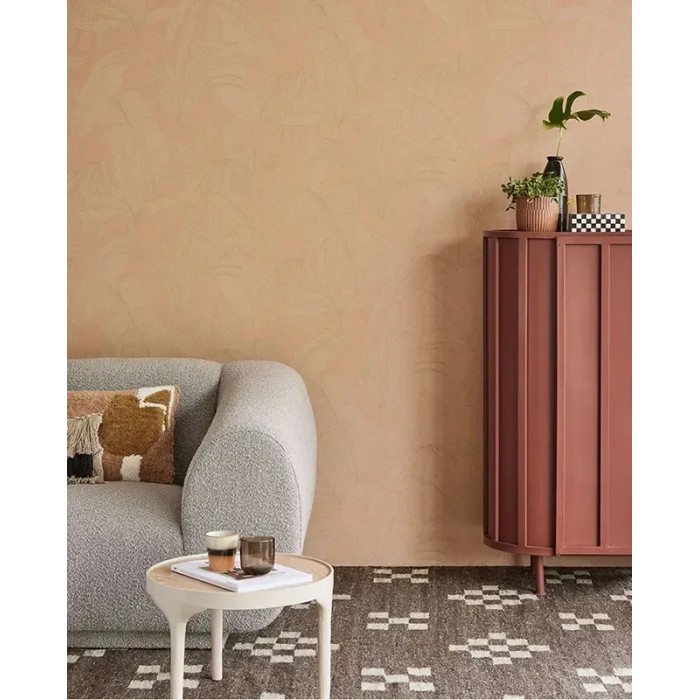 Eijffinger|Rustic wallpaper with tropical plants in peach pink|Rustic