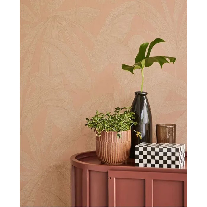 Eijffinger|Papel pintado plantas tropicales rosa durazno rústico|Rústico