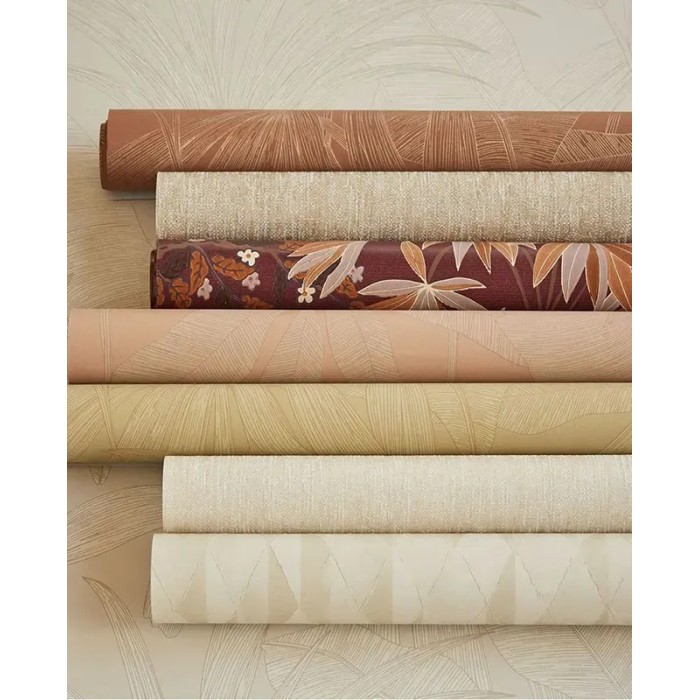 Eijffinger|Tropical wallpaper with exotic plants in orange and silver|High-End