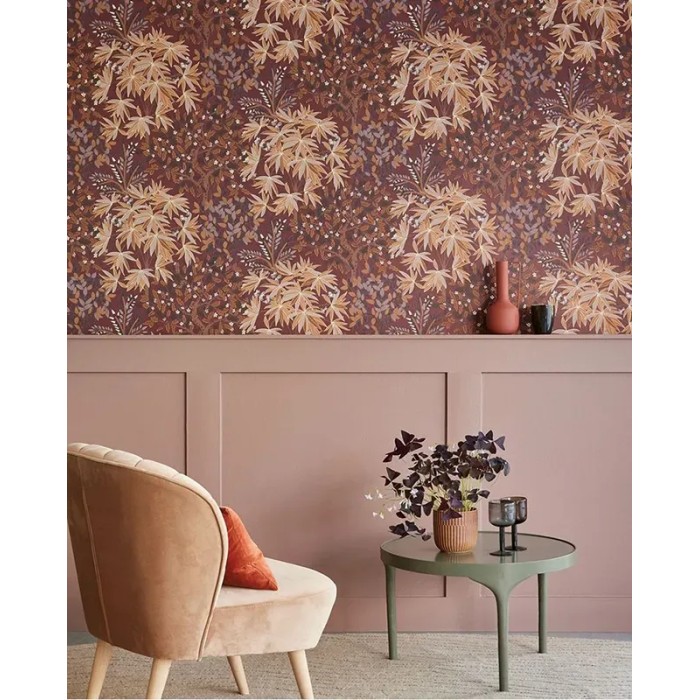 Eijffinger|Scandinavian boho wallpaper with enchanted trees in red violet|High-End