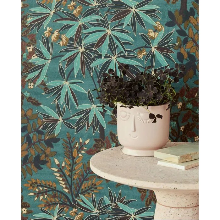 Papel pintado árboles encantados turquesa escandinavo boho - Eijffinger Festival 333523