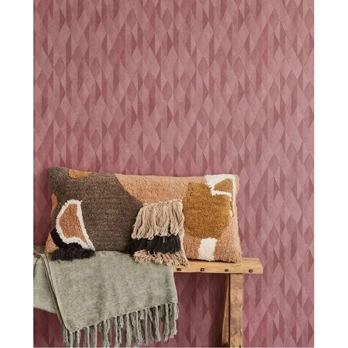 Papel pintado rombos rojo vintage chic - Eijffinger Festival 333543