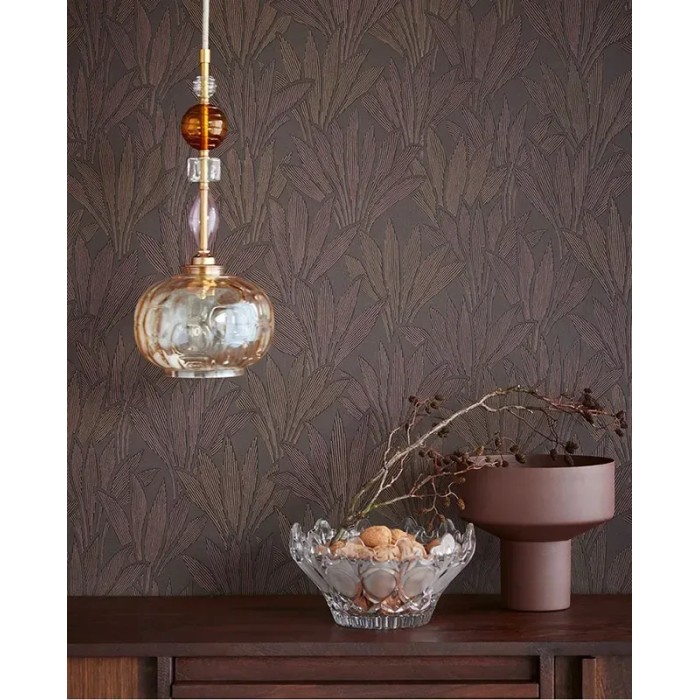 Eijffinger|Modern metallic olive green-gold minimalist leaf wallpaper|High-End
