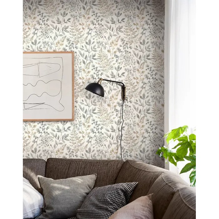 Borastapeter|Tapete zeitlos herbstlich floral grau beige Stil|Skandinavisch