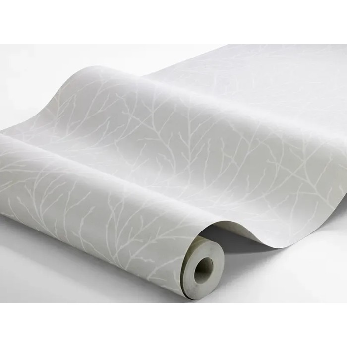 Borastapeter|Papier peint floral scandinave branches stylisées gris blanc|Scandinave