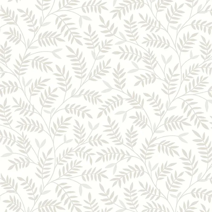 Borastapeter|Papel pintado escandinavo hojas pequeñas dibujadas en gris y blanco|Papel Pintado