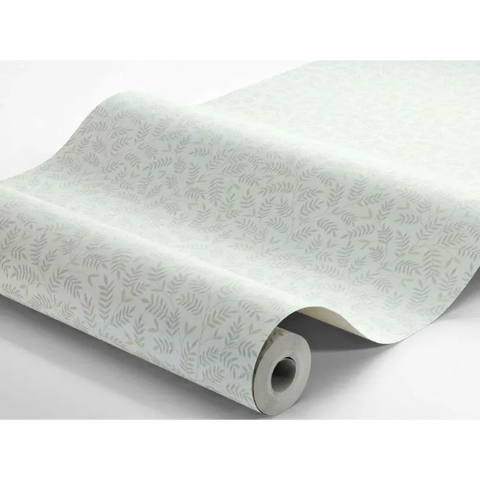 Papel pintado escandinavo hojas pequeñas verde y blanco - Borastapeter Borosan Hem 38733
