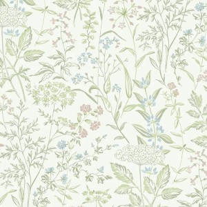 Borastapeter|Papier peint scandinave fleurs et feuilles de prairie marron|Scandinave