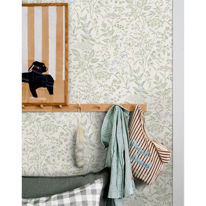 Borastapeter|Vintage Tapete grüne Wiesenblumen|Jugend