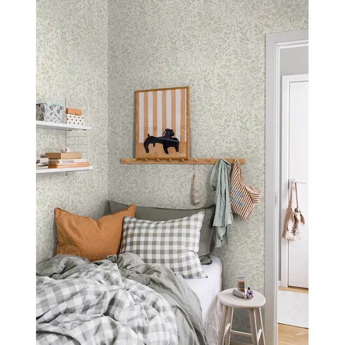 Borastapeter|Vintage Tapete grüne Wiesenblumen|Jugend