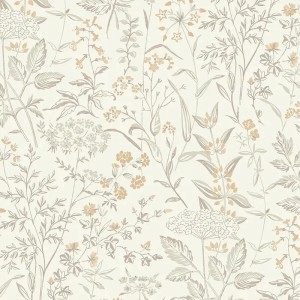 Grandeco|Boho-style green floral wallpaper|Floral