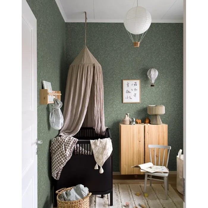 Borastapeter|Wallpaper Scandinavian style meadow flowers and leaves in green|Children's