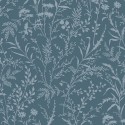 Borastapeter|Papier peint scandinave fleurs et feuilles de prairie bleu|Scandinave