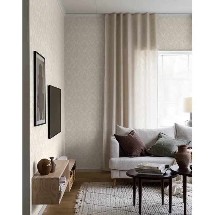 Borastapeter|Papel pintado damasco medallones elegantes en beige|Damasco