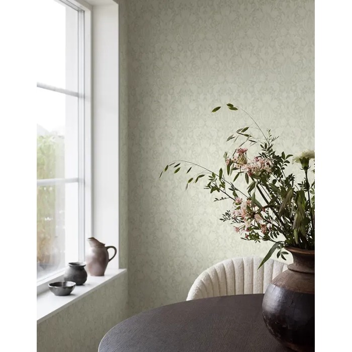 Borastapeter|Papel pintado floral ornamental tulipanes y lirios en verde y beige|Papel Pintado