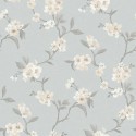 Borastapeter|Papier peint romantique fleurs de cerisier aquarelle bleu beige|Romantique