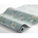 Borastapeter|Papier peint romantique fleurs de cerisier aquarelle bleu beige|Romantique