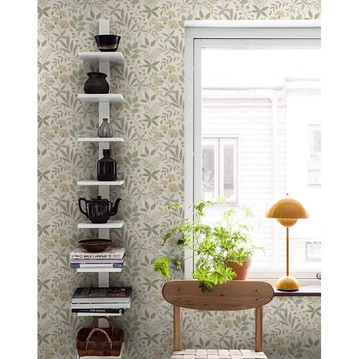 Borastapeter|Wallpaper Scandinavian style floral leaves flowers and berries multicolor|Scandinavian