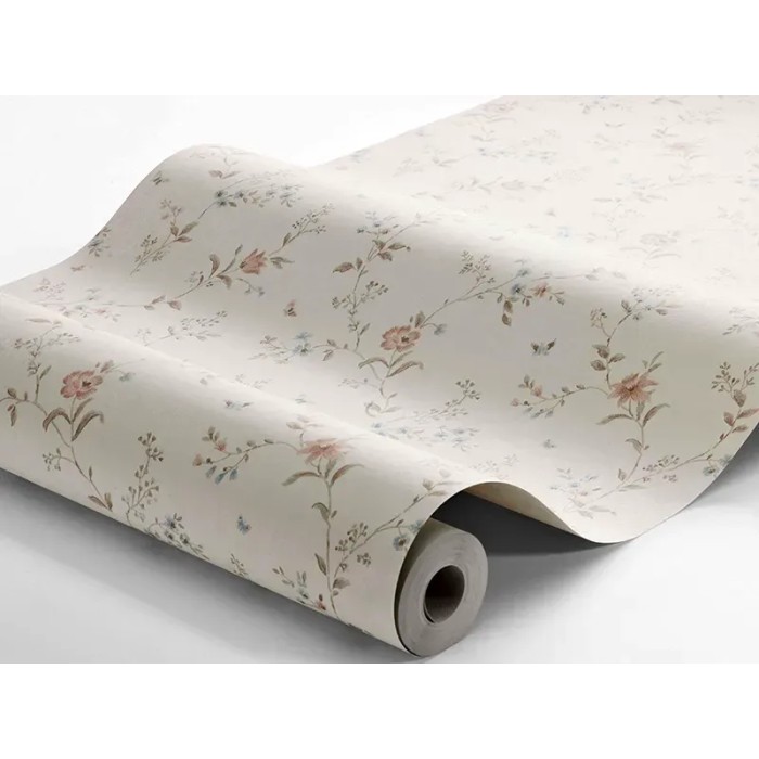 Papel pintado romántico diseño floral años en beige y multicolor - Borastapeter Borosan Hem 38754