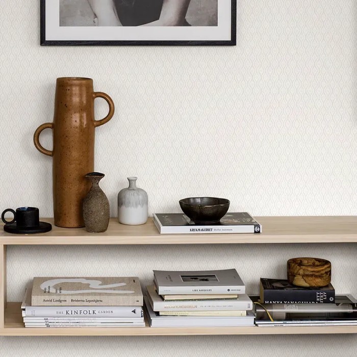 Borastapeter|Papel pintado japandi flores kimono japonés en blanco|Minimalista