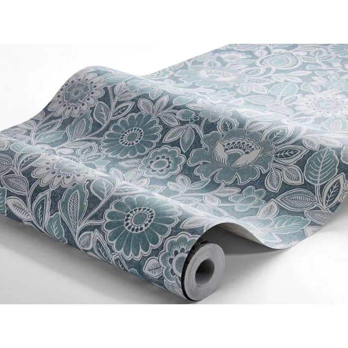 Borastapeter|Tapete retro nostalgische Blumen blau Stil|Jugend