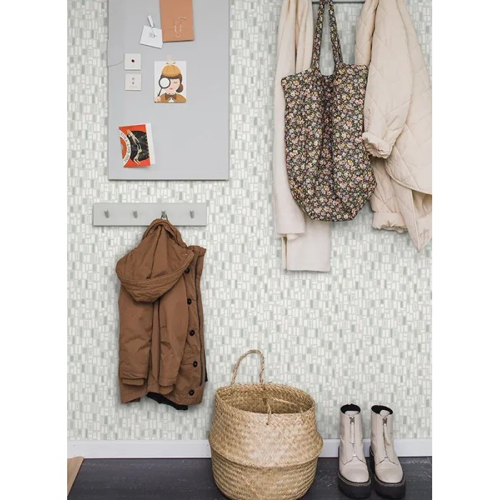 Borastapeter|Papel pintado geométrico minimalista atemporal en gris verdoso|Minimalista