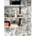 Borastapeter|Wallpaper contemporary Scandinavian fir trees in white and black|Scandinavian