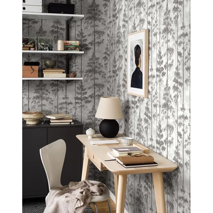 Borastapeter|Papier peint contemporain sapins scandinaves blanc noir|Scandinave