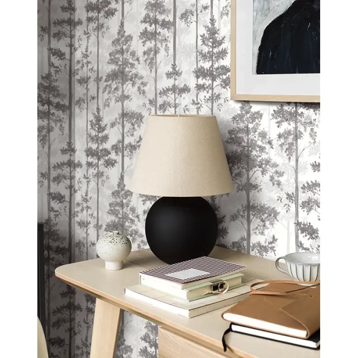 Borastapeter|Papier peint contemporain sapins scandinaves blanc noir|Scandinave