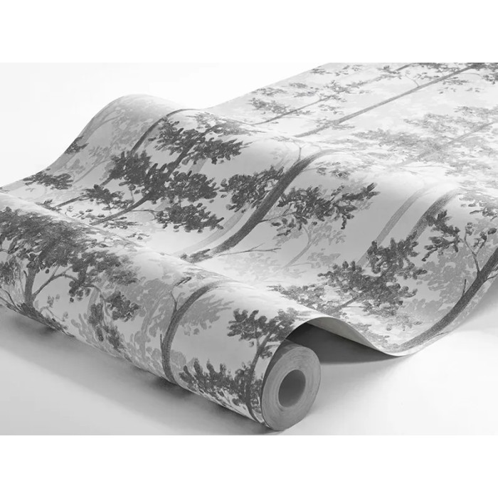 Borastapeter|Wallpaper contemporary Scandinavian fir trees in white and black|Scandinavian