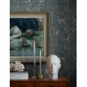 Borastapeter|Wallpaper Scandinavian forest fauna nature in petrol blue and beige|Wallpaper