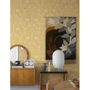 Eijffinger|Retro Japanese fan wallpaper in green and off-white|Wallpaper 2