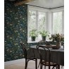 Borastapeter|Papier peint floral scandinave multicolore sur bleu pétrole|Papier Peint
