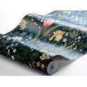 Borastapeter|Papier peint floral scandinave multicolore sur bleu pétrole|Papier Peint