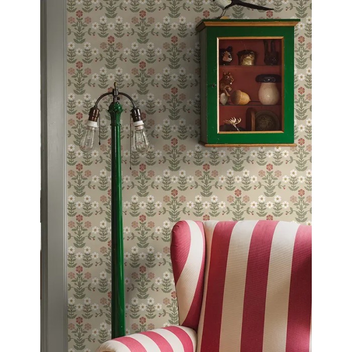 Borastapeter|Papier peint floral classique anémones rouge beige|Scandinave