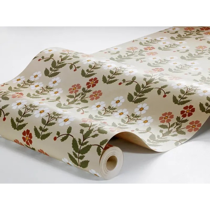Borastapeter|Papier peint floral classique anémones rouge beige|Scandinave